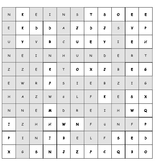 Buchstaben-Zahlen Suchsel •